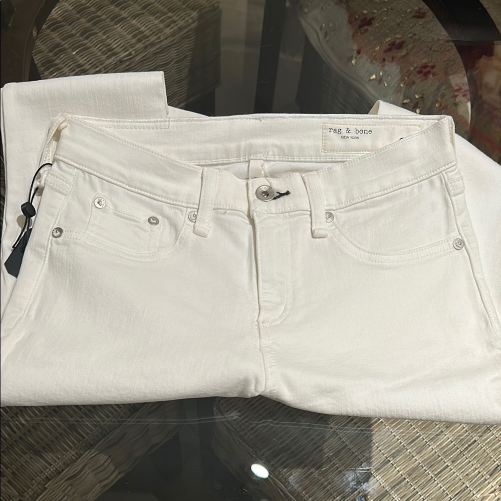 rag & bone White Straight Leg Skinny Jeans - Picture 11 of 14